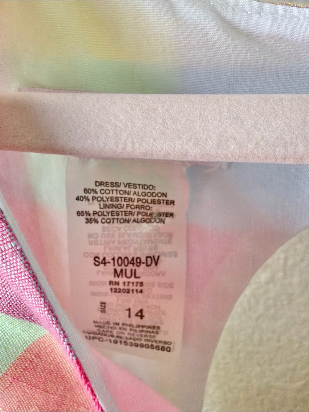 Bonnie Jean Pastel Rainbow Gingham Cutout Sundress - Girls Size 14 - Picture 6 of 8